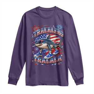 Tralalero Tralala Shark Italian Brainrot 4th Of July Meme Long Sleeve Shirt TS14 Purple Print Your Wear
