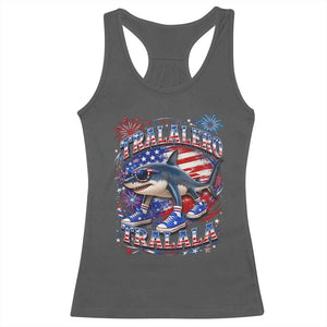 Tralalero Tralala Shark Italian Brainrot 4th Of July Meme Racerback Tank Top TS14 Dark Heather Print Your Wear