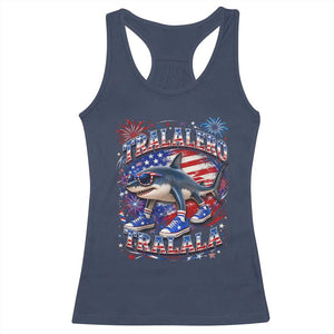 Tralalero Tralala Shark Italian Brainrot 4th Of July Meme Racerback Tank Top TS14 Navy Print Your Wear