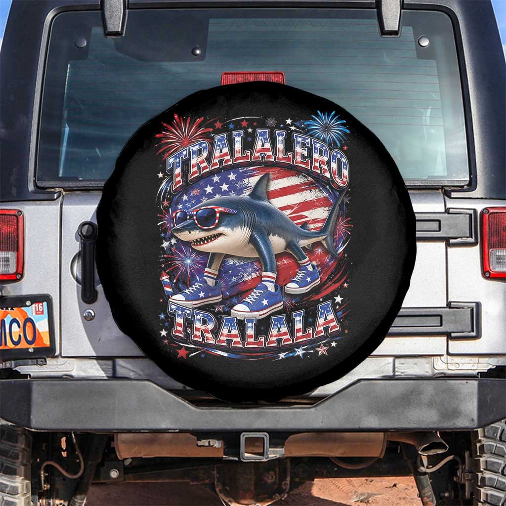 Tralalero Tralala Shark Italian Brainrot 4th Of July Meme Spare Tire Cover TS14 No hole Black Print Your Wear