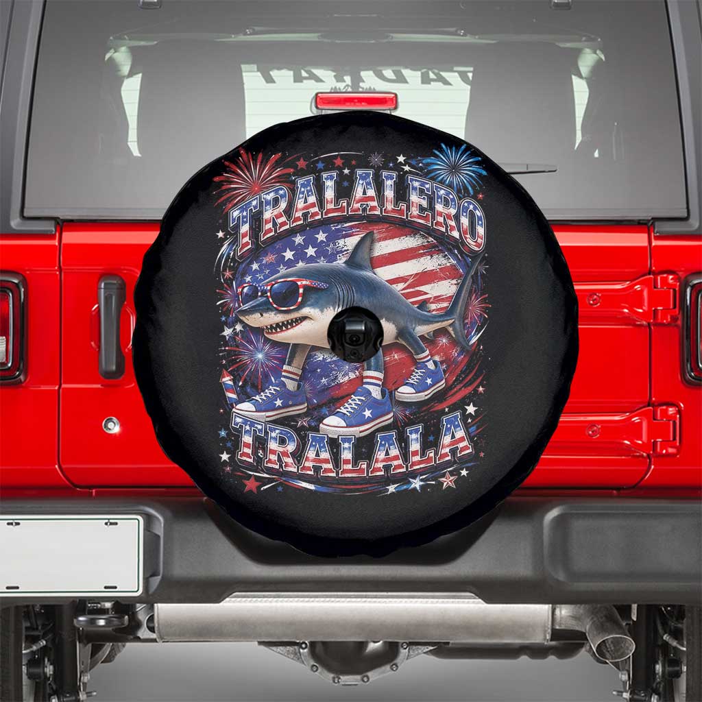 Tralalero Tralala Shark Italian Brainrot 4th Of July Meme Spare Tire Cover TS14 Black Print Your Wear