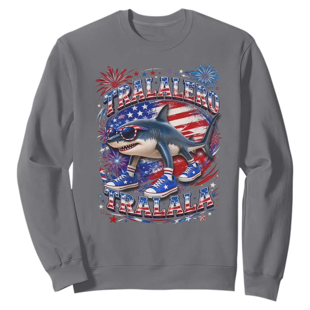 Tralalero Tralala Shark Italian Brainrot 4th Of July Meme Sweatshirt TS14 Charcoal Print Your Wear
