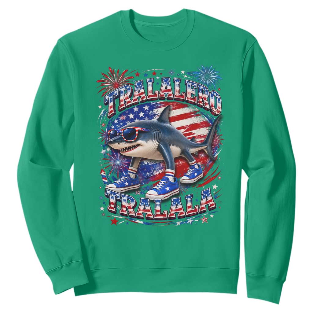 Tralalero Tralala Shark Italian Brainrot 4th Of July Meme Sweatshirt TS14 Irish Green Print Your Wear