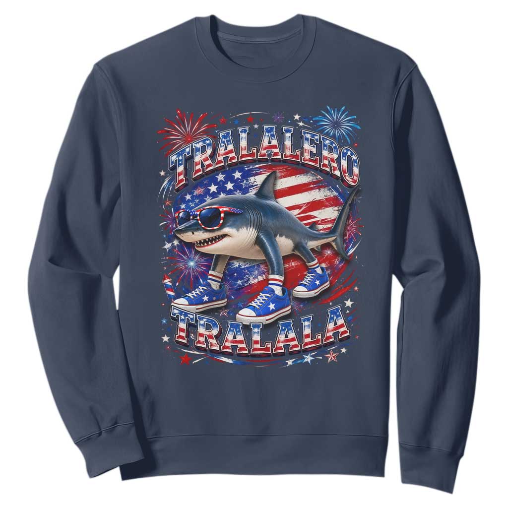 Tralalero Tralala Shark Italian Brainrot 4th Of July Meme Sweatshirt TS14 Navy Print Your Wear