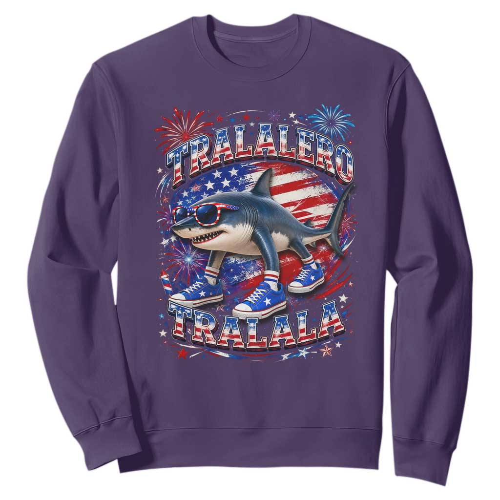 Tralalero Tralala Shark Italian Brainrot 4th Of July Meme Sweatshirt TS14 Purple Print Your Wear