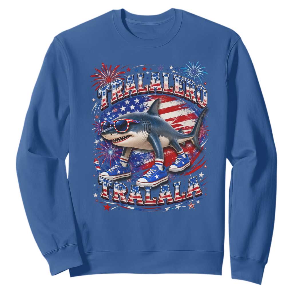 Tralalero Tralala Shark Italian Brainrot 4th Of July Meme Sweatshirt TS14 Royal Blue Print Your Wear