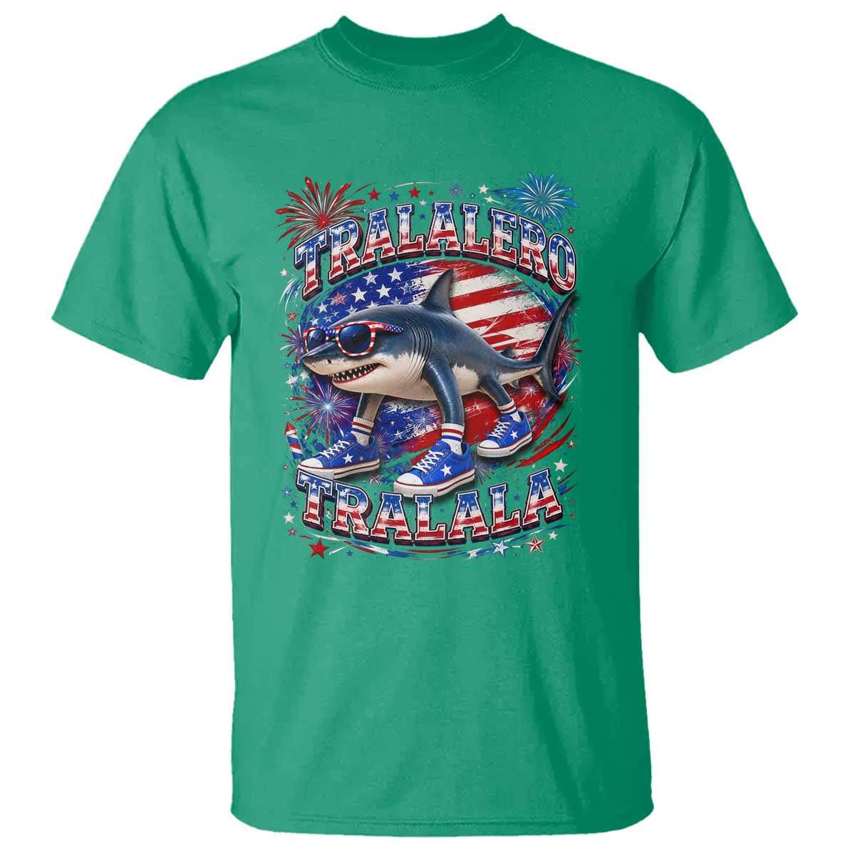 Tralalero Tralala Shark Italian Brainrot 4th Of July Meme T Shirt TS14 Irish Green Print Your Wear