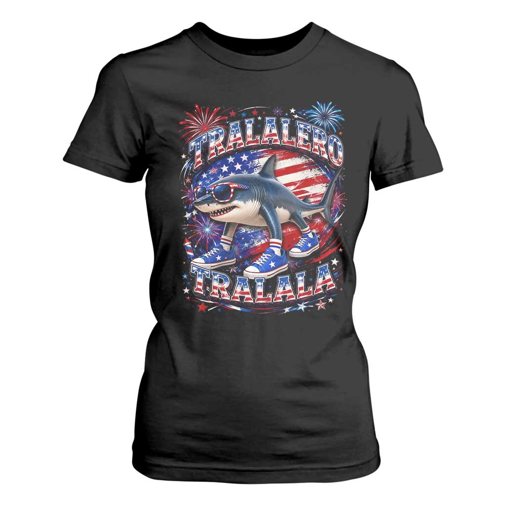 Tralalero Tralala Shark Italian Brainrot 4th Of July Meme T Shirt For Women TS14 Black Print Your Wear