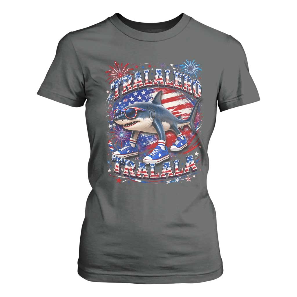 Tralalero Tralala Shark Italian Brainrot 4th Of July Meme T Shirt For Women TS14 Dark Heather Print Your Wear
