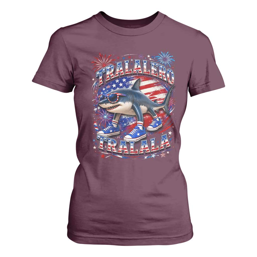 Tralalero Tralala Shark Italian Brainrot 4th Of July Meme T Shirt For Women TS14 Maroon Print Your Wear