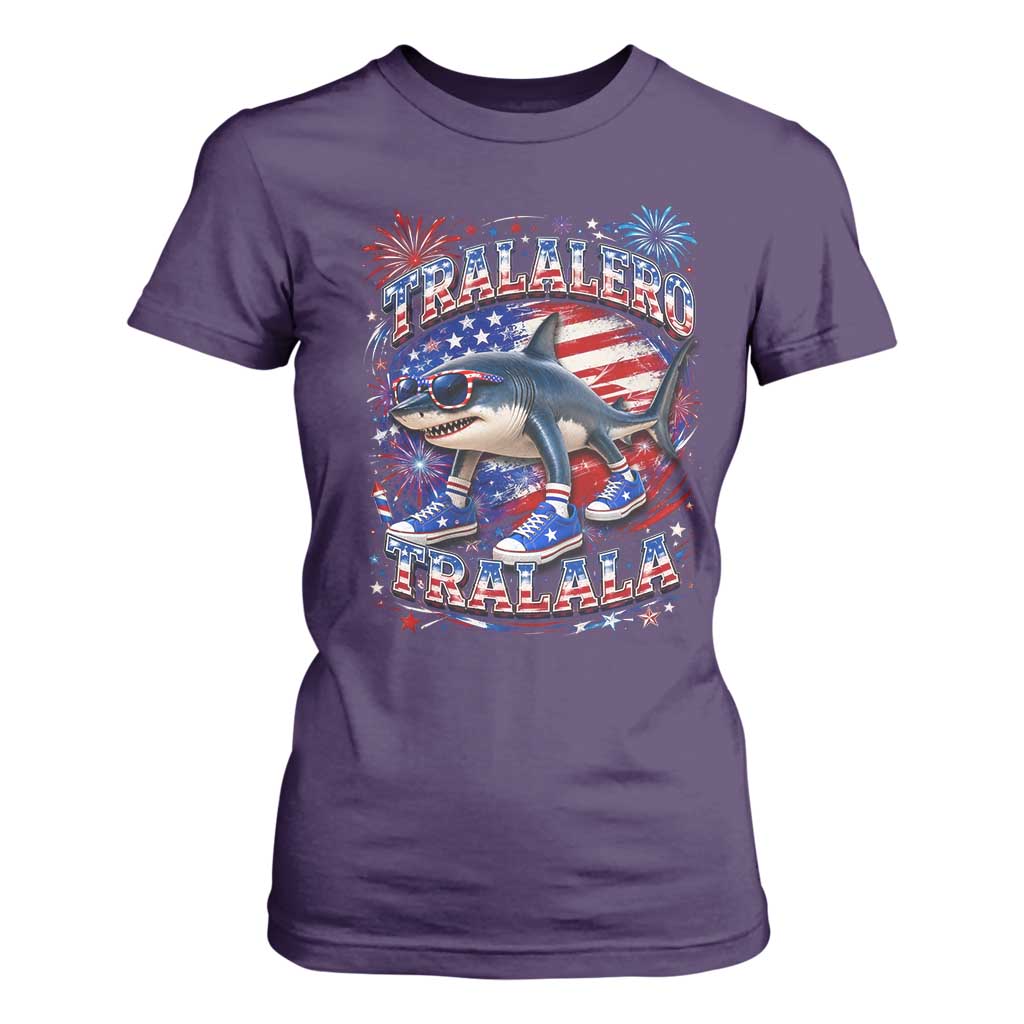 Tralalero Tralala Shark Italian Brainrot 4th Of July Meme T Shirt For Women TS14 Purple Print Your Wear