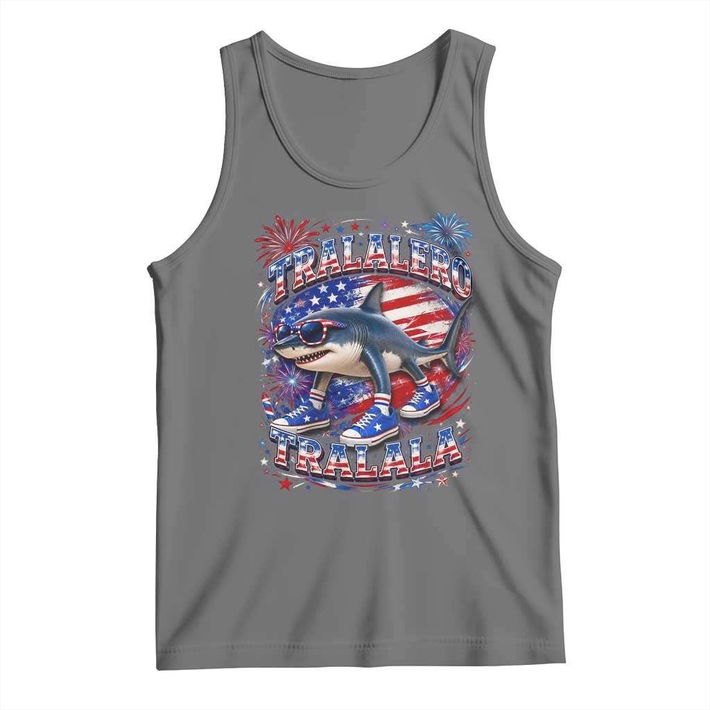 Tralalero Tralala Shark Italian Brainrot 4th Of July Meme Tank Top TS14 Black Heather Print Your Wear