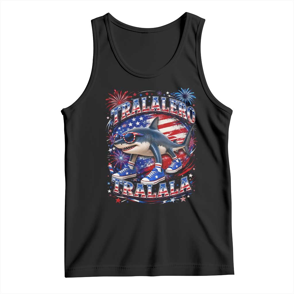Tralalero Tralala Shark Italian Brainrot 4th Of July Meme Tank Top TS14 Black Print Your Wear