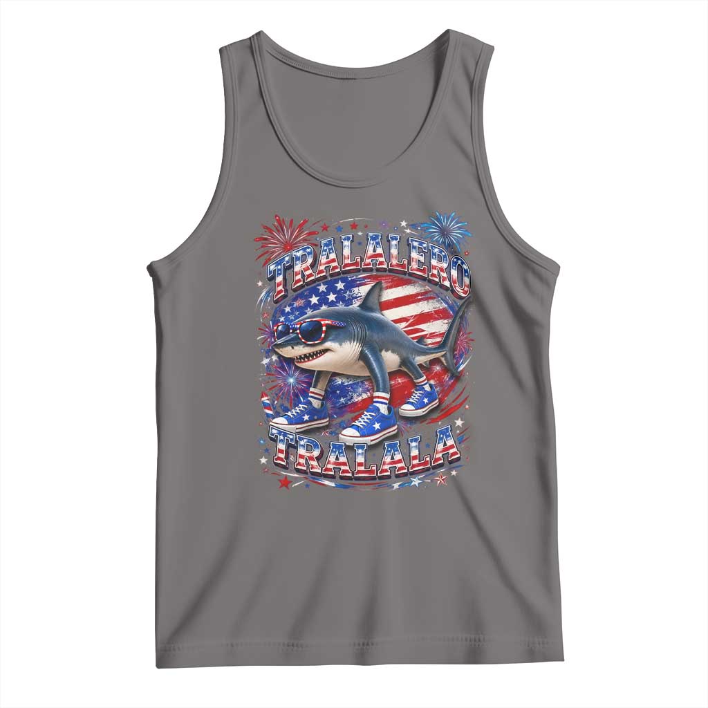 Tralalero Tralala Shark Italian Brainrot 4th Of July Meme Tank Top TS14 Deep Heather Print Your Wear