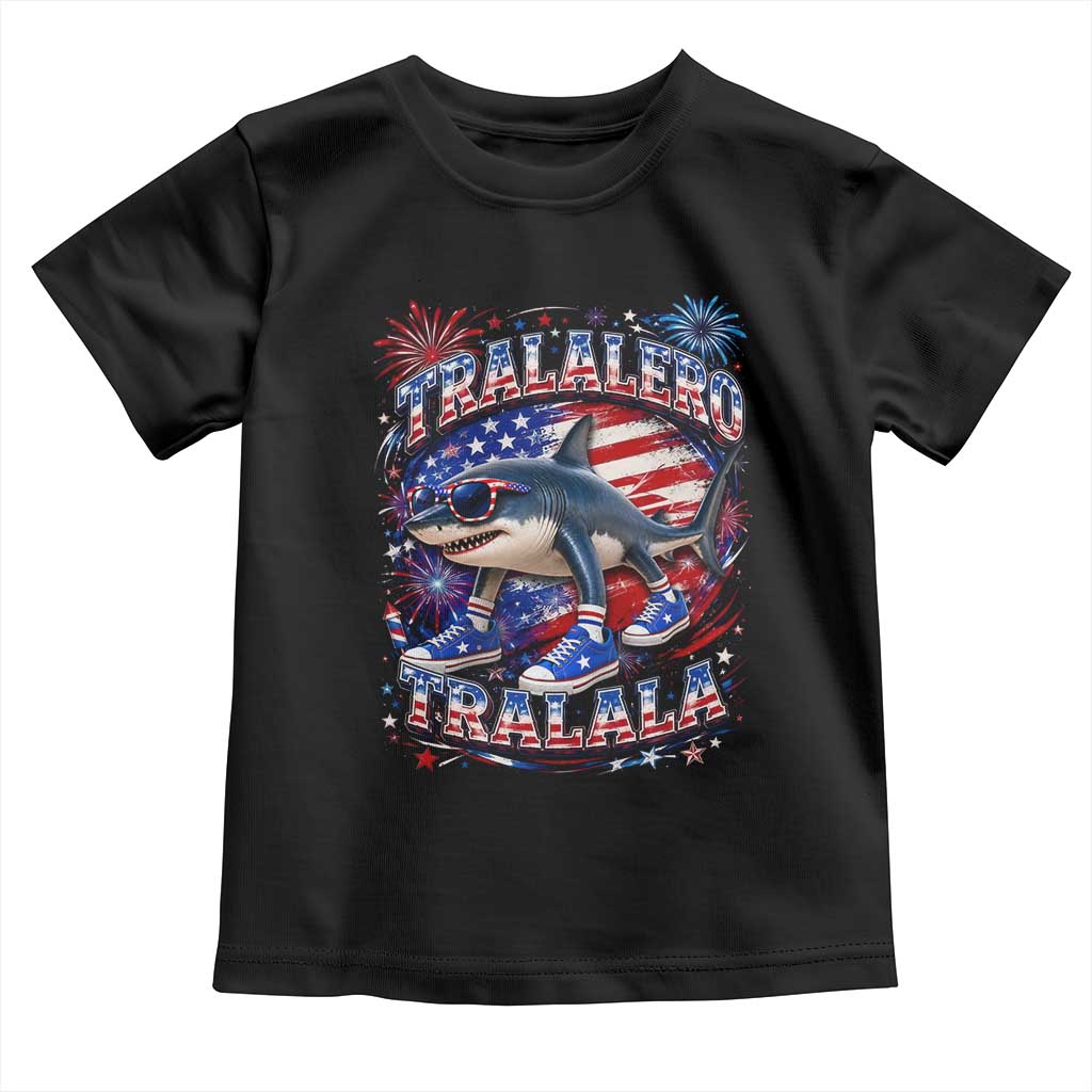 Tralalero Tralala Shark Italian Brainrot 4th Of July Meme Toddler T Shirt TS14 Black Print Your Wear