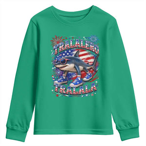 Tralalero Tralala Shark Italian Brainrot 4th Of July Meme Youth Sweatshirt TS14 Irish Green Print Your Wear