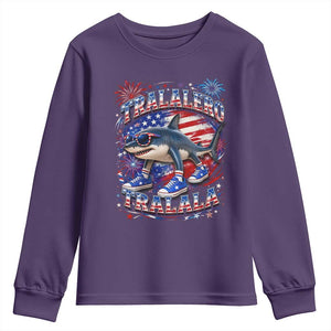 Tralalero Tralala Shark Italian Brainrot 4th Of July Meme Youth Sweatshirt TS14 Purple Print Your Wear