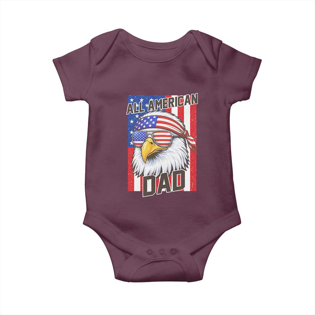All American Dad 4th of July Baby Onesie Daddy Eagle USA TS14 Maroon Print Your Wear