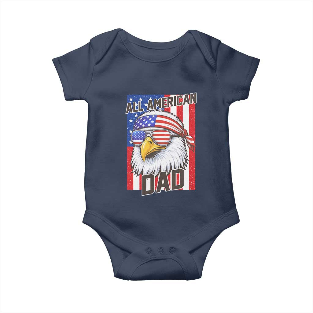 All American Dad 4th of July Baby Onesie Daddy Eagle USA TS14 Navy Print Your Wear