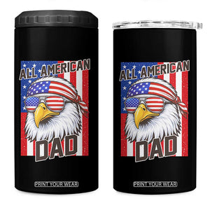 All American Dad 4th of July 4 in 1 Can Cooler Tumbler Daddy Eagle USA TS14 One Size: 16 oz Black Print Your Wear