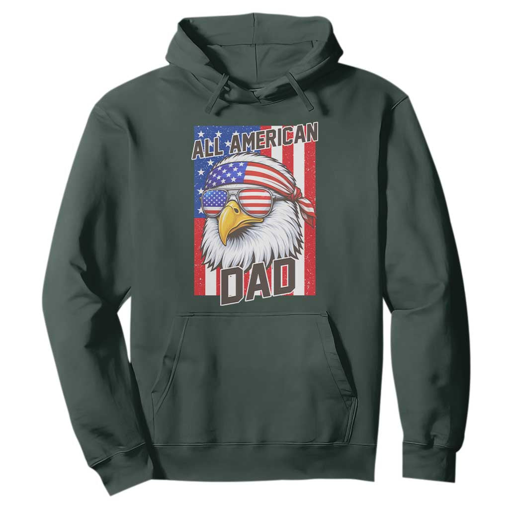 All American Dad 4th of July Hoodie Daddy Eagle USA TS14 Dark Forest Green Print Your Wear