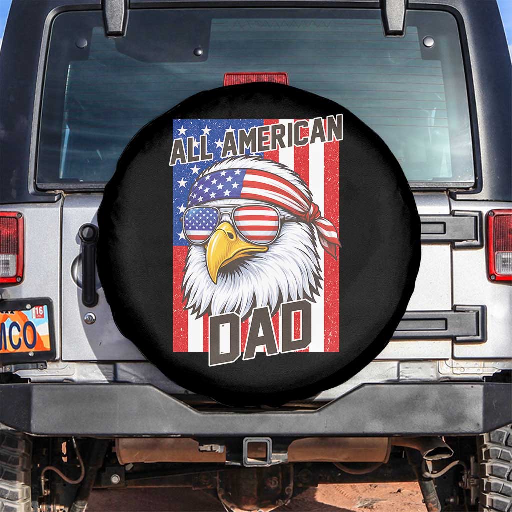 All American Dad 4th of July Spare Tire Cover Daddy Eagle USA TS14 No hole Black Print Your Wear