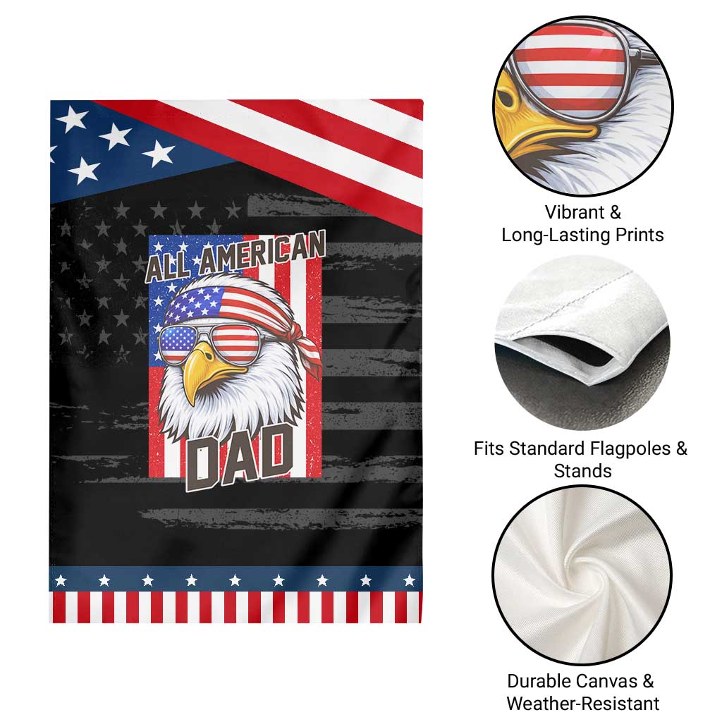 All American Dad 4th of July Patriotic Garden Flag Daddy Eagle USA