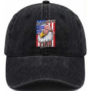 All American Dad 4th of July Washed Cotton Baseball Cap Daddy Eagle USA