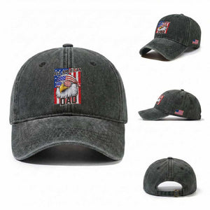 All American Dad 4th of July Washed Cotton Baseball Cap Daddy Eagle USA