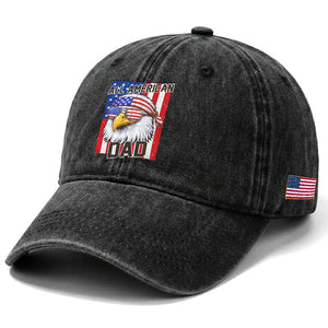 All American Dad 4th of July Washed Cotton Baseball Cap Daddy Eagle USA
