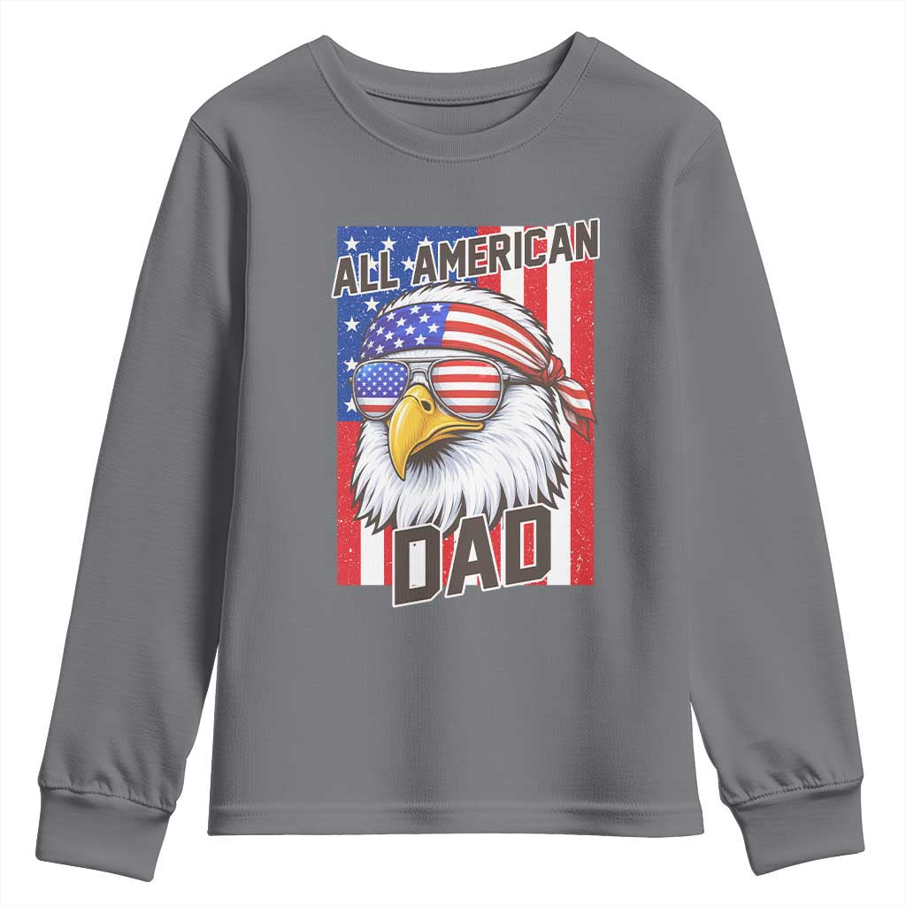 All American Dad 4th of July Youth Sweatshirt Daddy Eagle USA TS14 Charcoal Print Your Wear