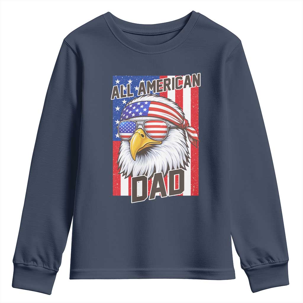 All American Dad 4th of July Youth Sweatshirt Daddy Eagle USA TS14 Navy Print Your Wear