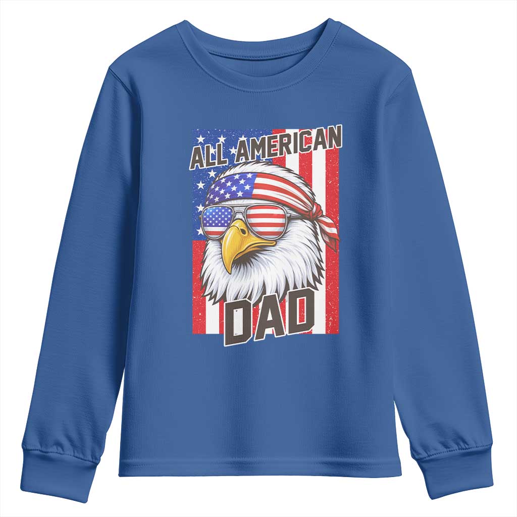 All American Dad 4th of July Youth Sweatshirt Daddy Eagle USA TS14 Royal Blue Print Your Wear