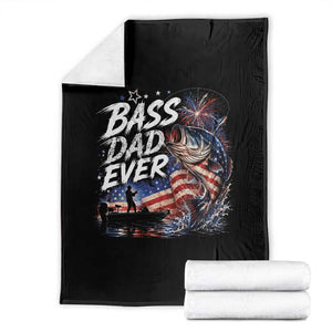 Bass Dad Ever Fishing Throw Blanket Patriotic Dad Birthday 4th Of July Gifts
