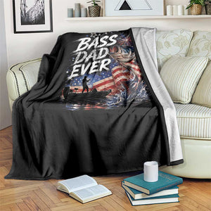 Bass Dad Ever Fishing Throw Blanket Patriotic Dad Birthday 4th Of July Gifts