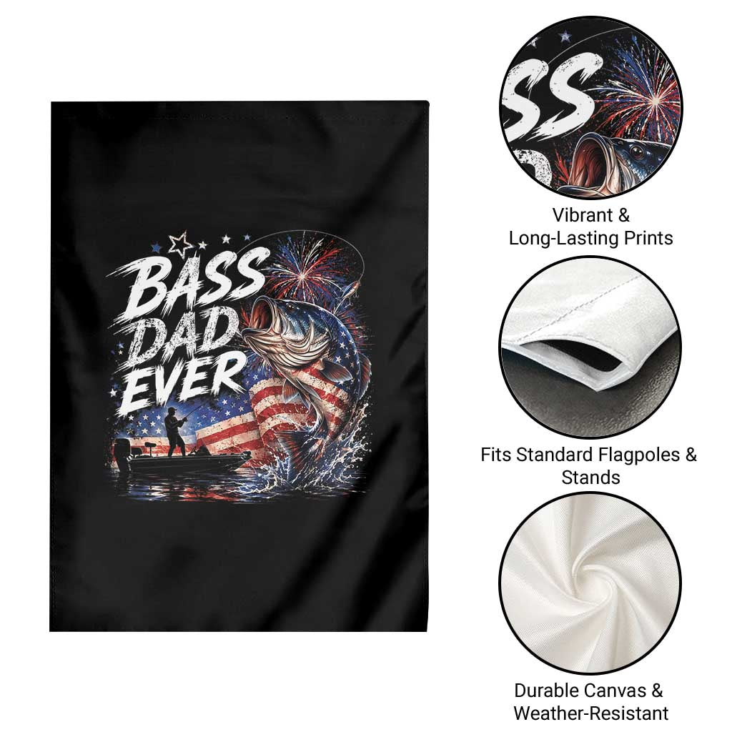 Bass Dad Ever Fishing Garden Flag Patriotic Dad Birthday 4th Of July Gifts
