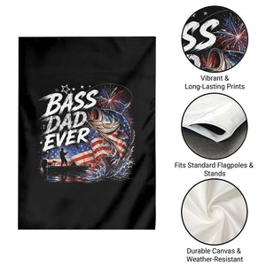 Bass Dad Ever Fishing Garden Flag Patriotic Dad Birthday 4th Of July Gifts