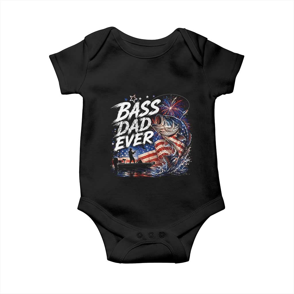 Bass Dad Ever Fishing Baby Onesie Patriotic Dad Birthday 4th Of July Gifts