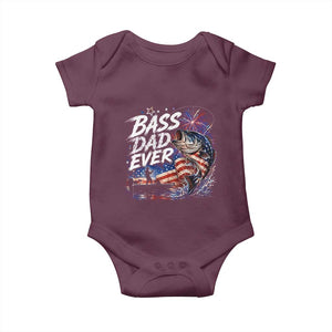 Bass Dad Ever Fishing Baby Onesie Patriotic Dad Birthday 4th Of July Gifts