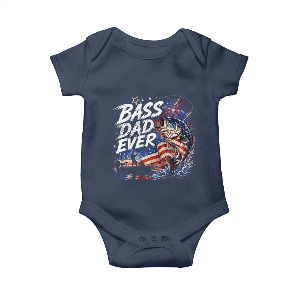 Bass Dad Ever Fishing Baby Onesie Patriotic Dad Birthday 4th Of July Gifts