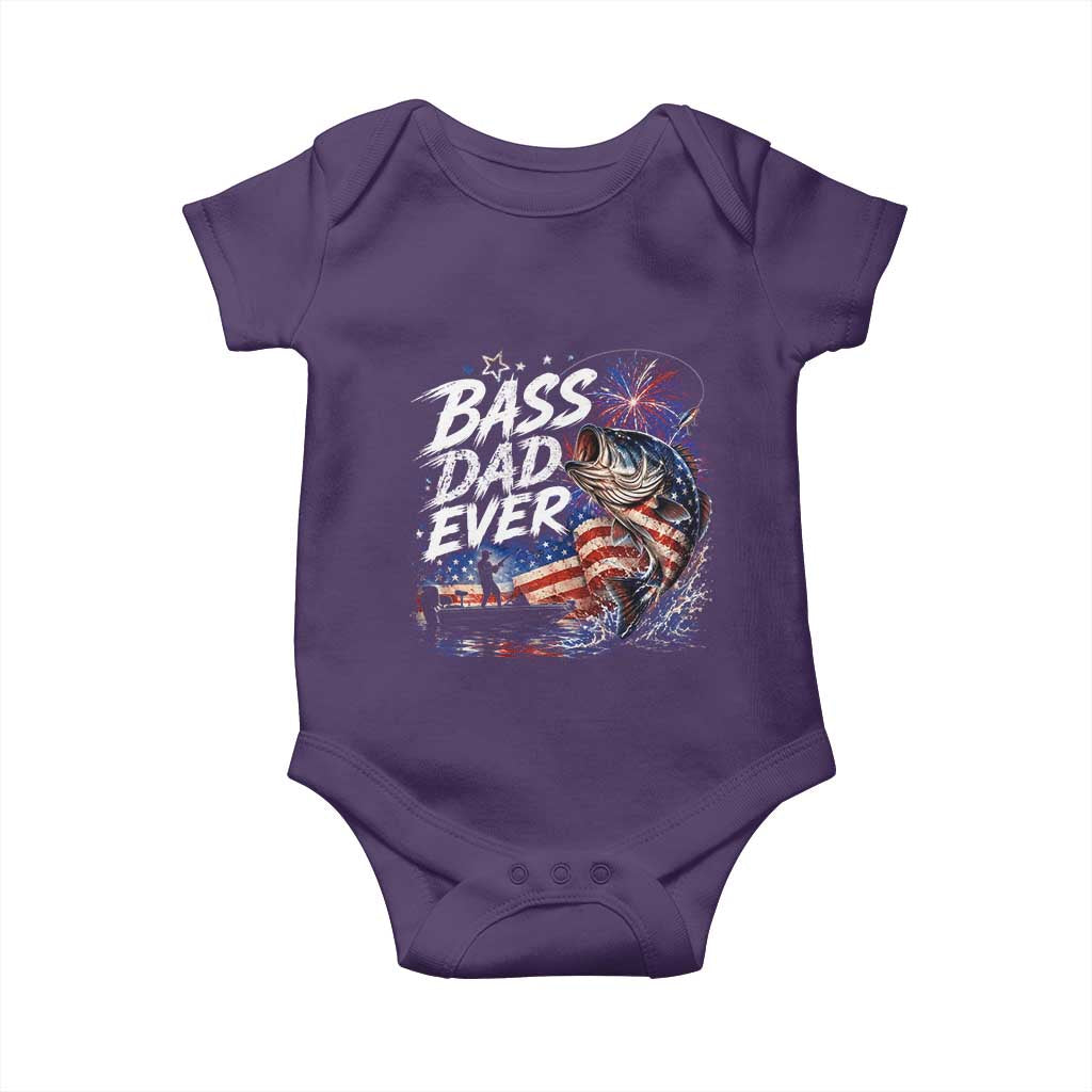 Bass Dad Ever Fishing Baby Onesie Patriotic Dad Birthday 4th Of July Gifts
