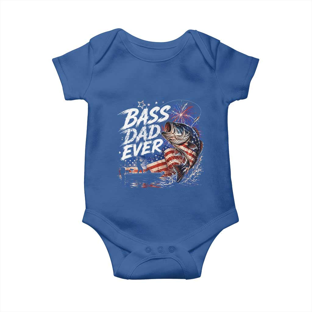 Bass Dad Ever Fishing Baby Onesie Patriotic Dad Birthday 4th Of July Gifts