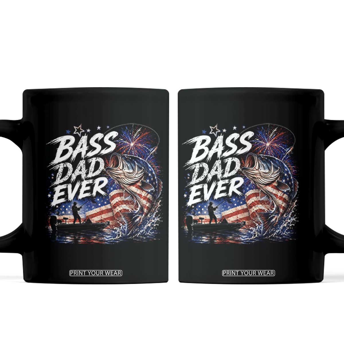 Bass Dad Ever Fishing Coffee Mug Patriotic Dad Birthday 4th Of July Gifts