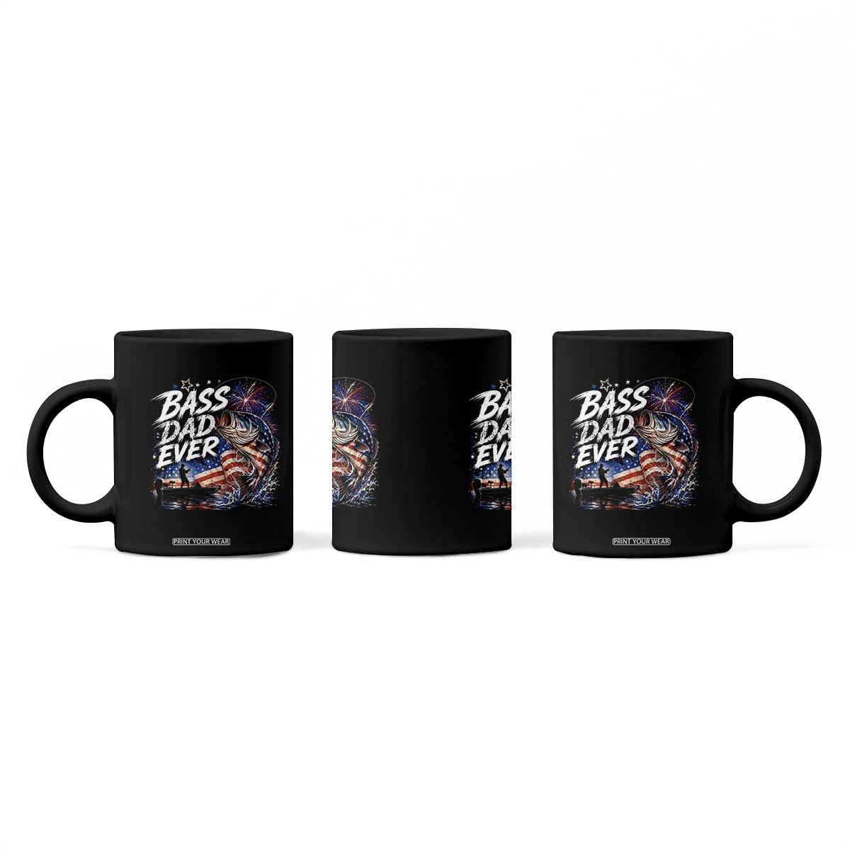 Bass Dad Ever Fishing Coffee Mug Patriotic Dad Birthday 4th Of July Gifts