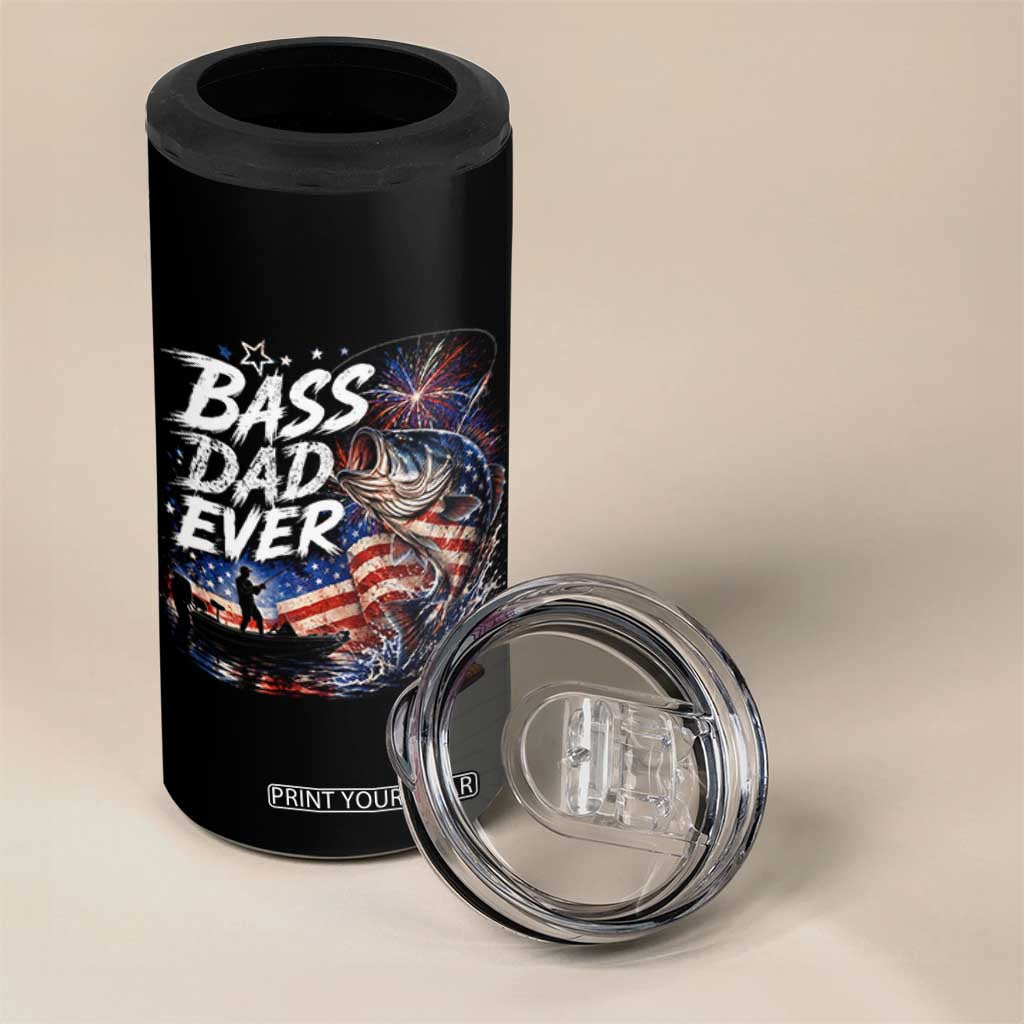 Bass Dad Ever Fishing 4 in 1 Can Cooler Tumbler Patriotic Dad Birthday 4th Of July Gifts TS14 Print Your Wear