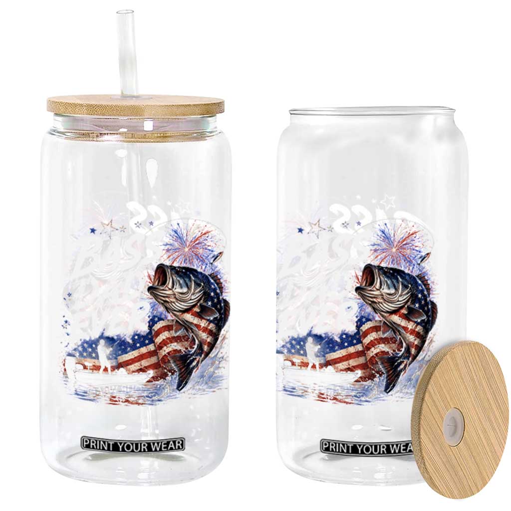 Bass Dad Ever Fishing Glass Can Patriotic Dad Birthday 4th Of July Gifts