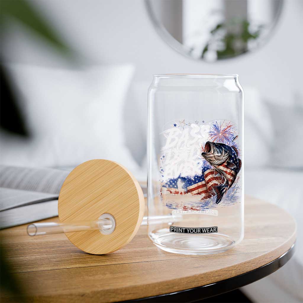 Bass Dad Ever Fishing Glass Can Patriotic Dad Birthday 4th Of July Gifts