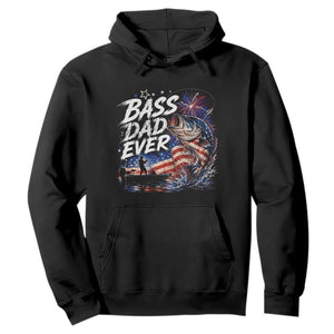 Bass Dad Ever Fishing Hoodie Patriotic Dad Birthday 4th Of July Gifts