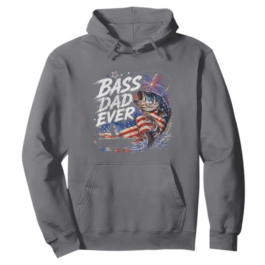 Bass Dad Ever Fishing Hoodie Patriotic Dad Birthday 4th Of July Gifts