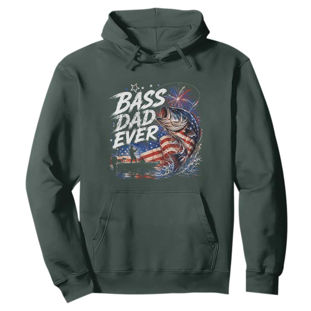 Bass Dad Ever Fishing Hoodie Patriotic Dad Birthday 4th Of July Gifts